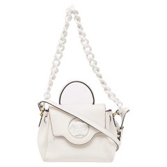 Versace Off White Leather La Medusa Top Handle Bag