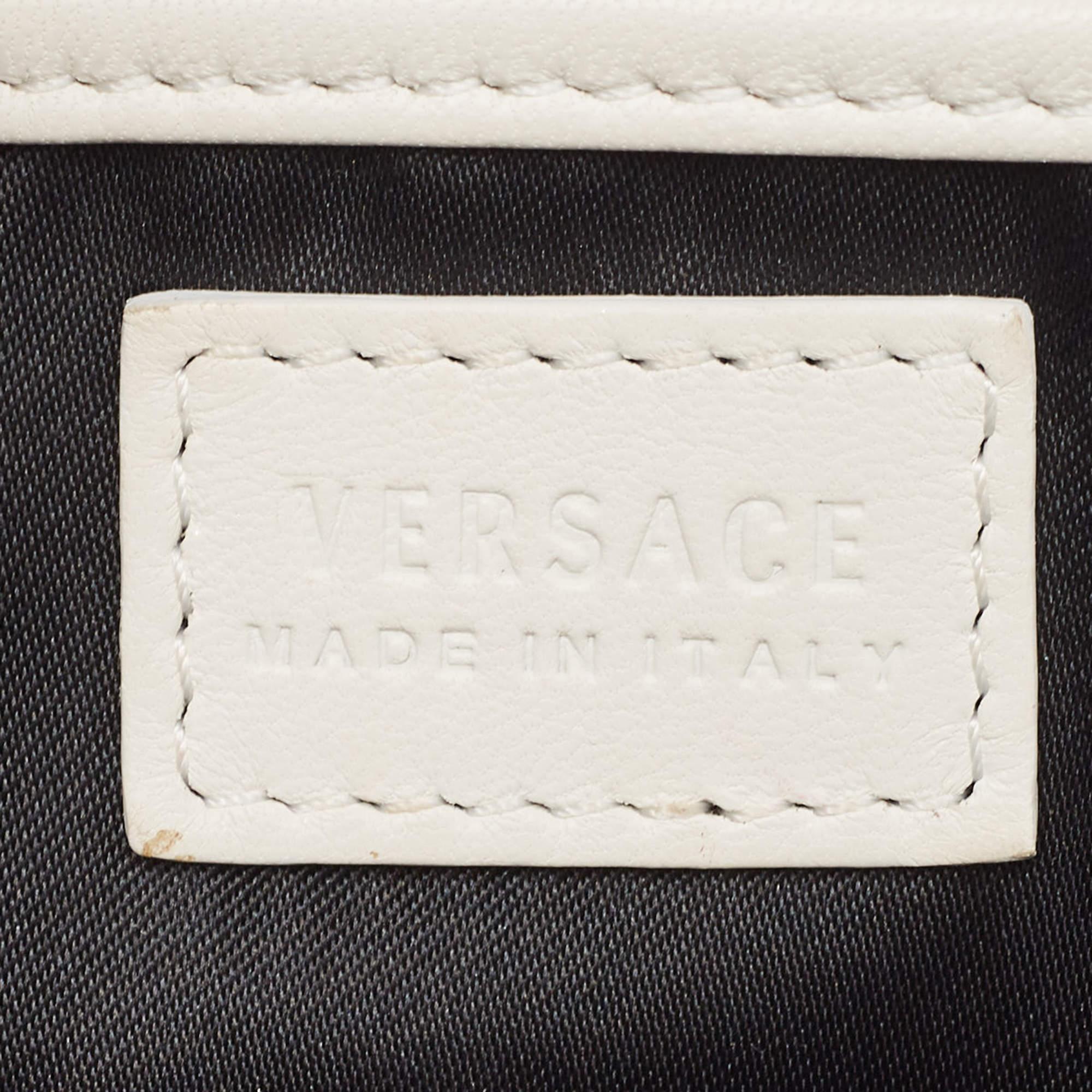Versace Off White Leather Medusa Chain Clutch 3