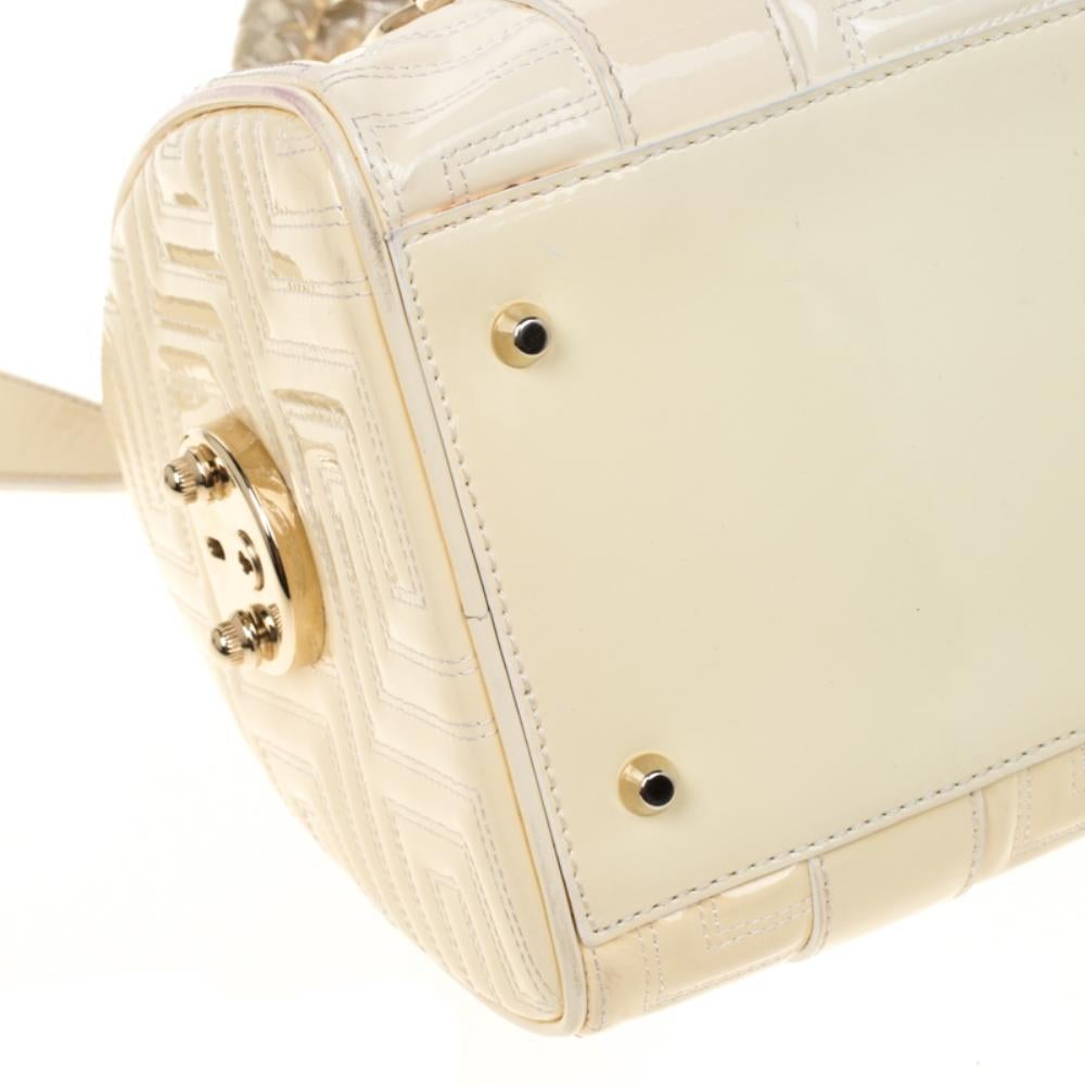 Versace Off White Quilted patent Leather Small Snap Out Of It Satchel 6