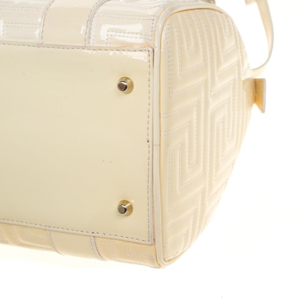 Versace Off White Quilted patent Leather Small Snap Out Of It Satchel 5