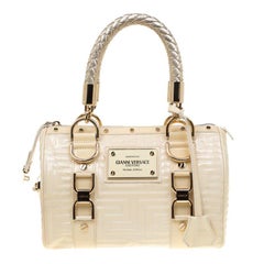 Versace Off White Quilted patent Leather Small Snap Out Of It Satchel ...