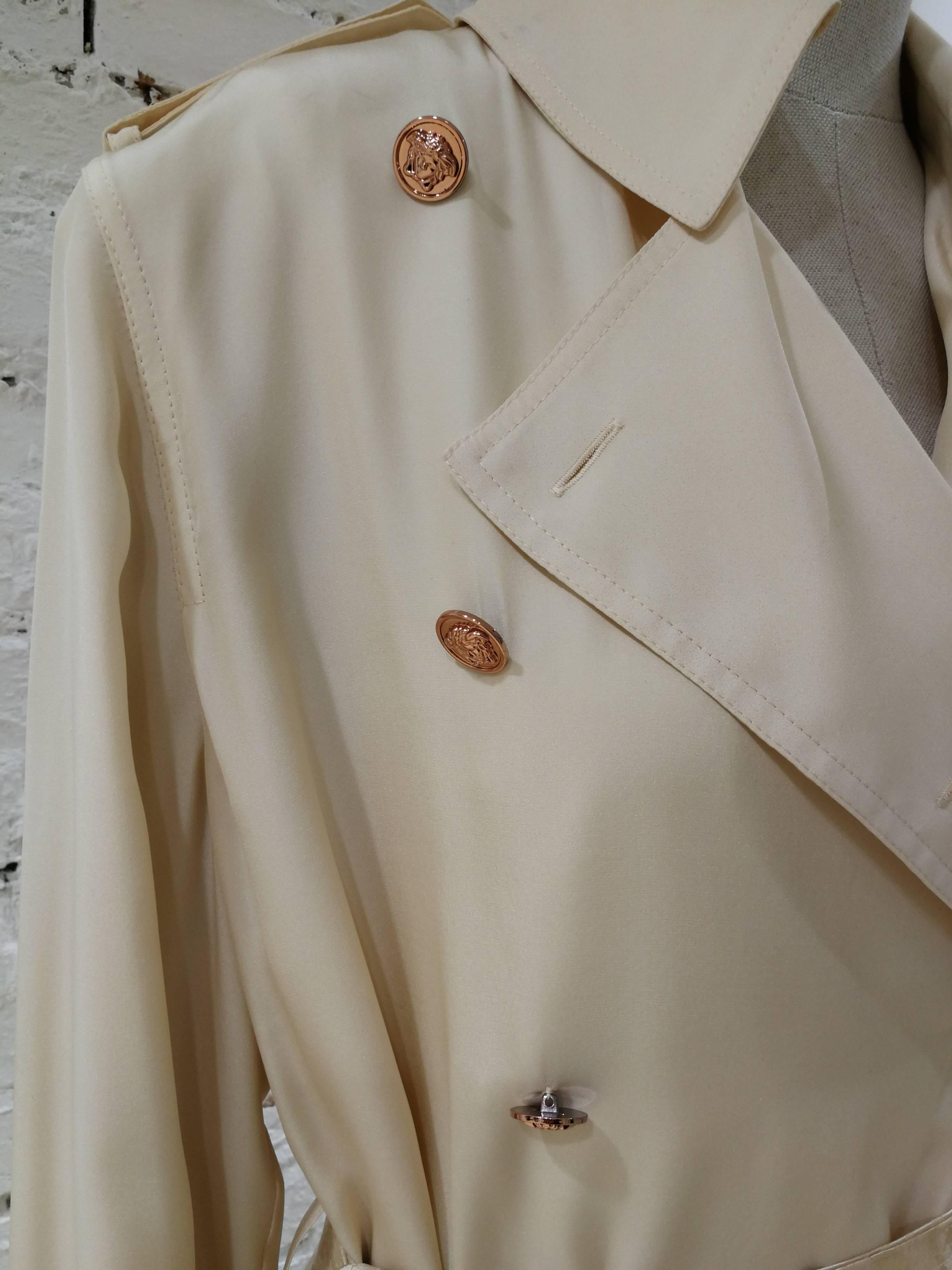 Brown Versace Off White silk Trench 