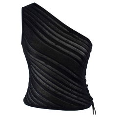 Versace One Shoulder Lace-Up Top - Size US 2