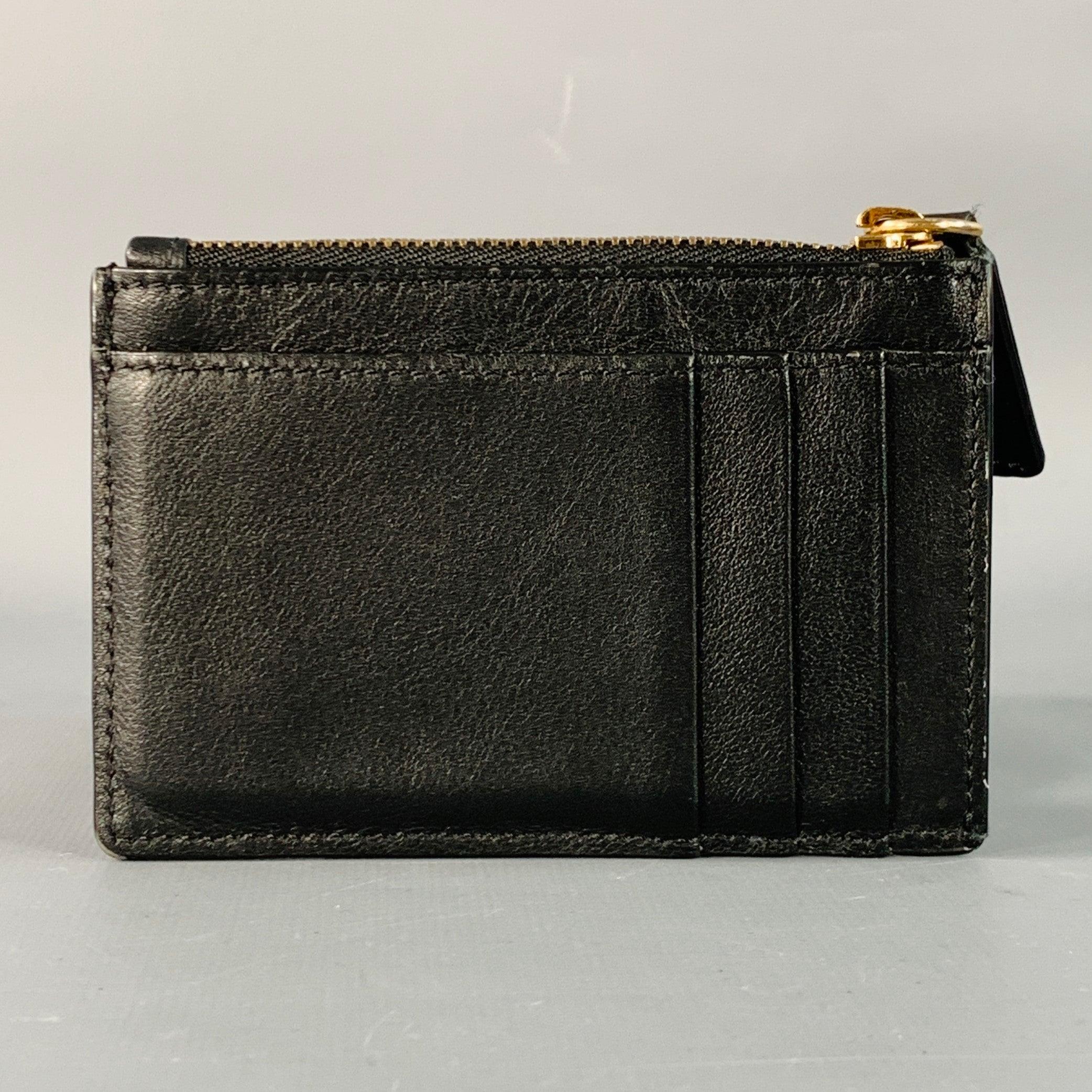 Noir VERSACE Porte-cartes en cuir noir et doré, taille unique en vente