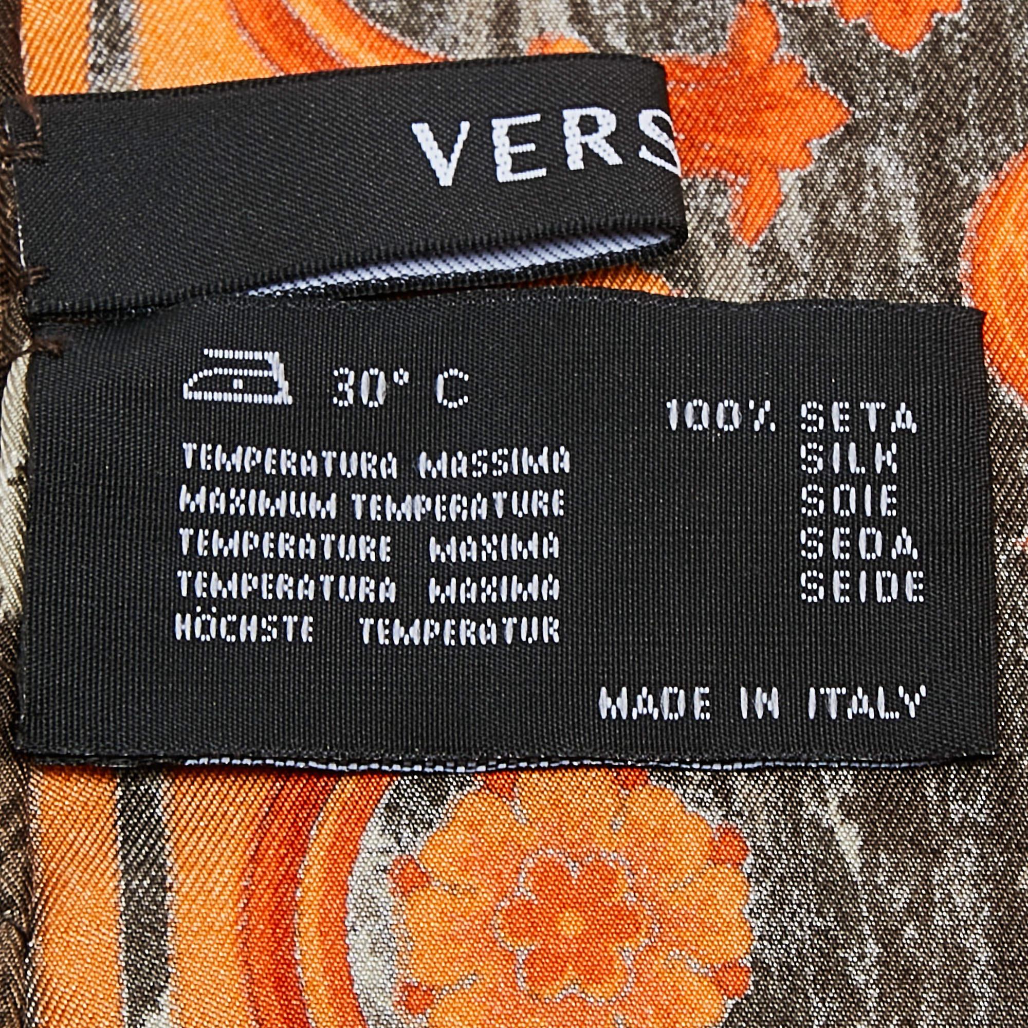 Women's Versace Orange Animal & Baroque Print Silk Scarf