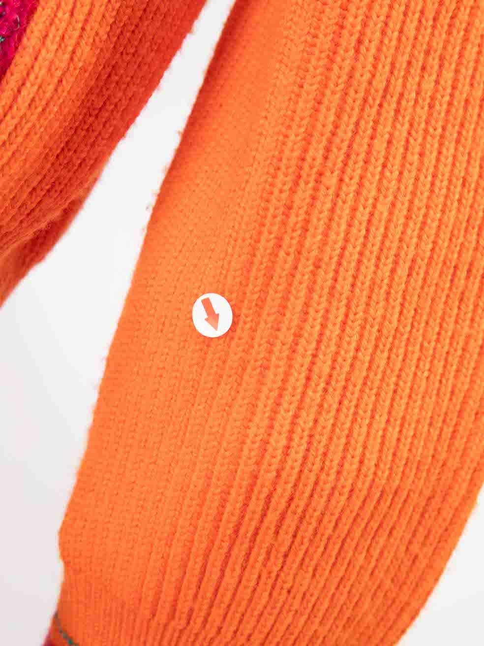 Women's Versace Orange Argyle Knitted Jumper Size L For Sale