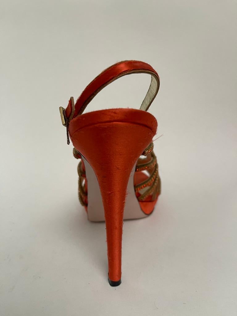 Orange Versace orange crystal sandal For Sale