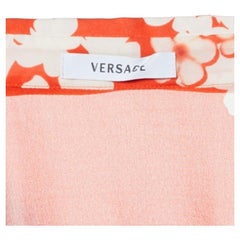 Versace Orange Floral Print Silk Crepe Button Front Blouse M