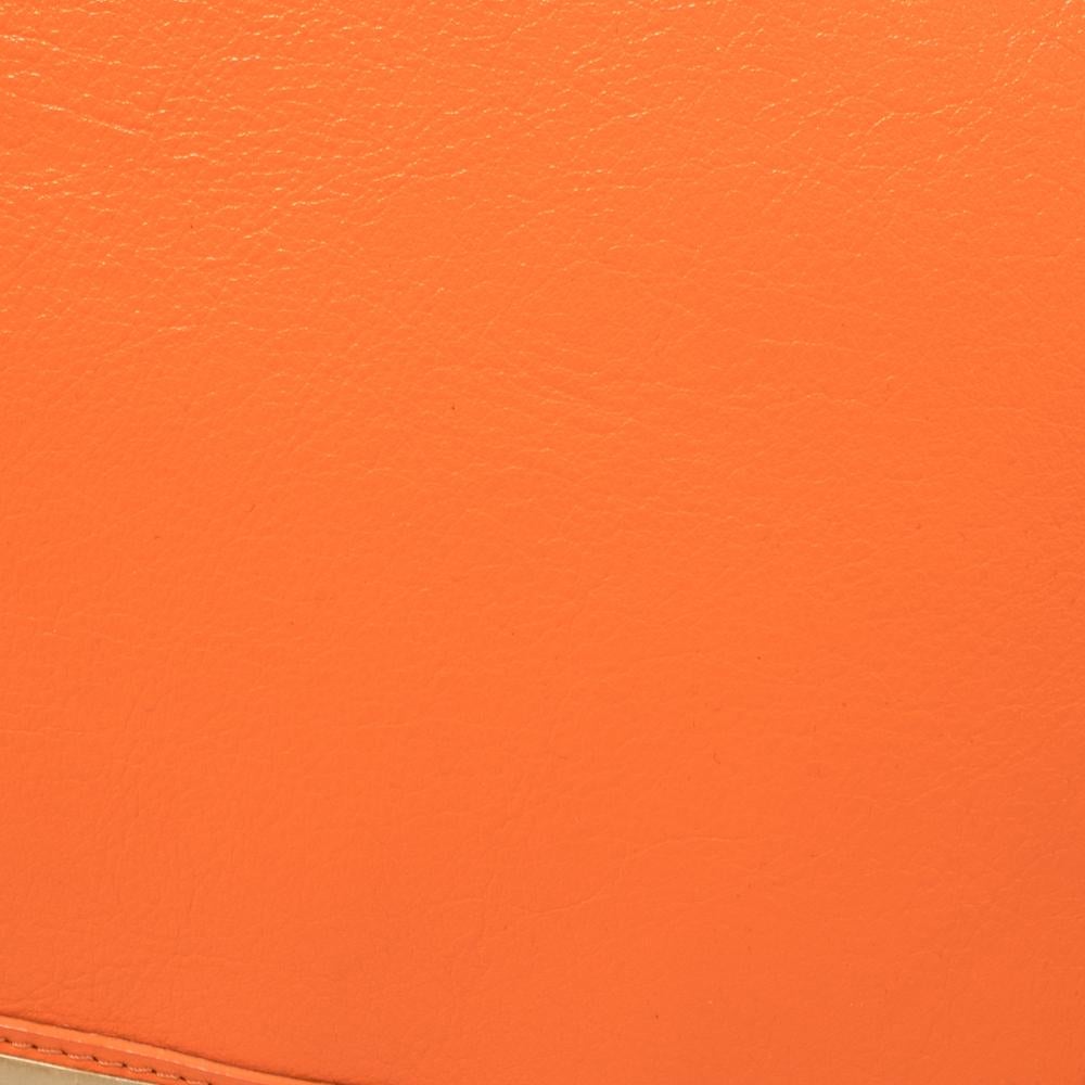 Versace Orange Leather Studded Flap Shoulder Bag For Sale 4