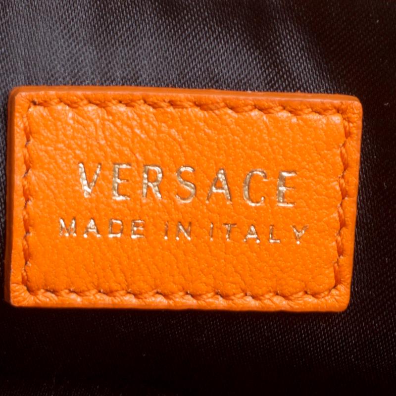 Versace Orange Micro Vanitas Quilted Leather Shoulder Bag In Good Condition In Dubai, Al Qouz 2