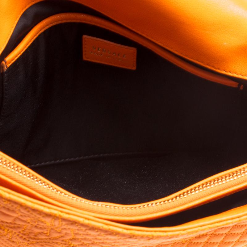 Women's Versace Orange Micro Vanitas Quilted Leather Shoulder Bag