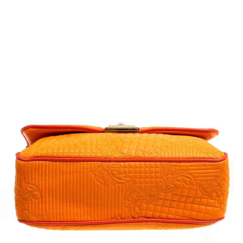 Versace Orange Micro Vanitas Quilted Leather Shoulder Bag 2