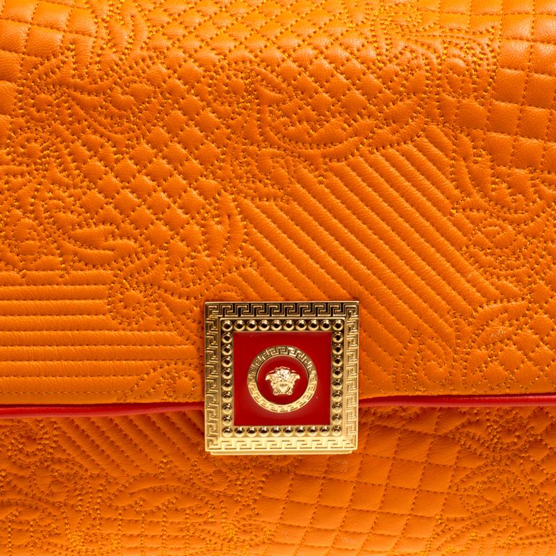 Versace Orange Micro Vanitas Quilted Leather Shoulder Bag 3