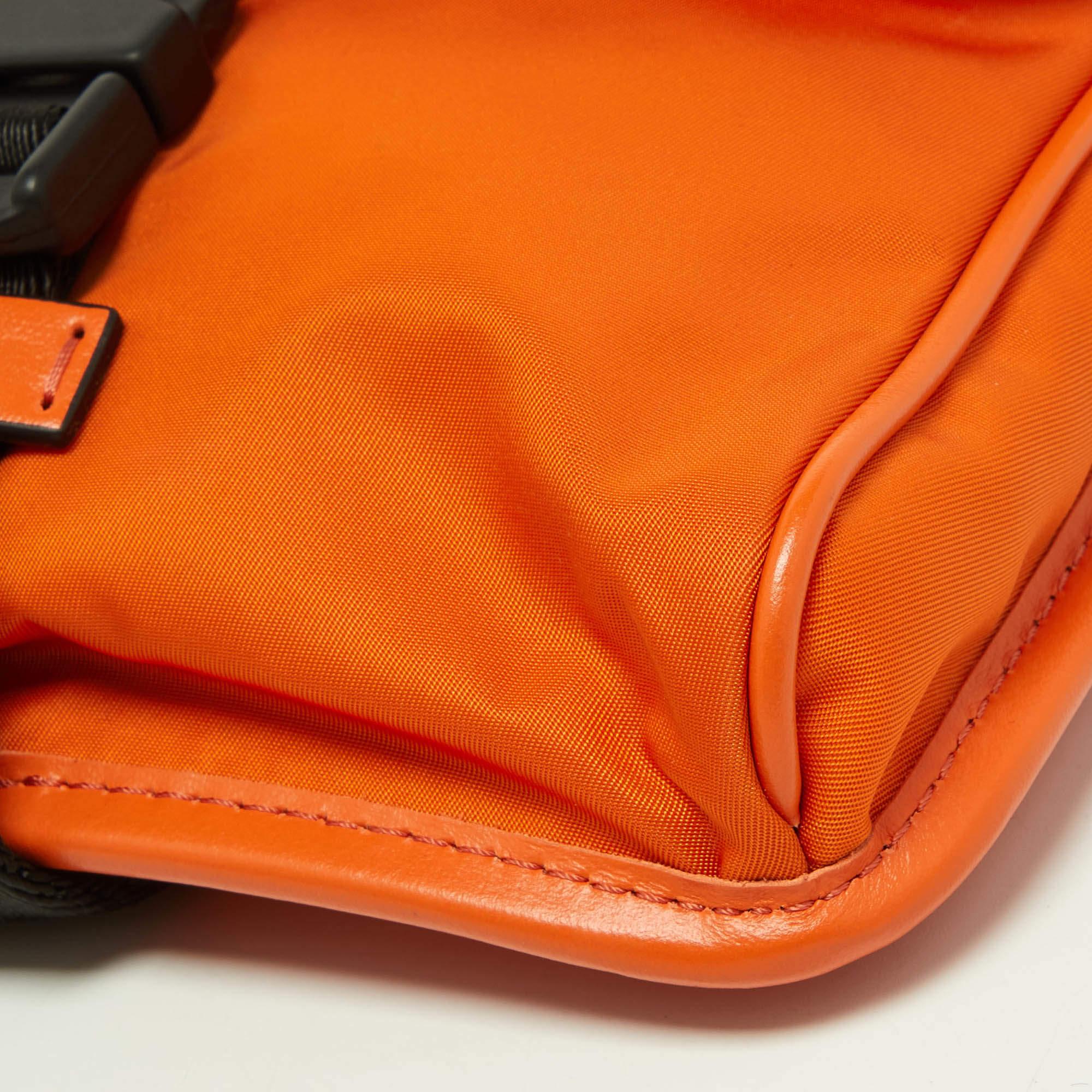 Versace Orange Nylon and Leather 'La Medusa' Messenger Bag 1