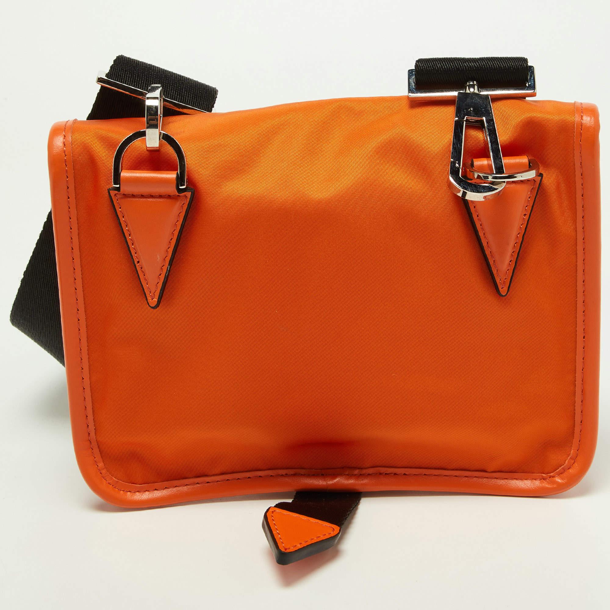 Versace Orange Nylon and Leather 'La Medusa' Messenger Bag 2