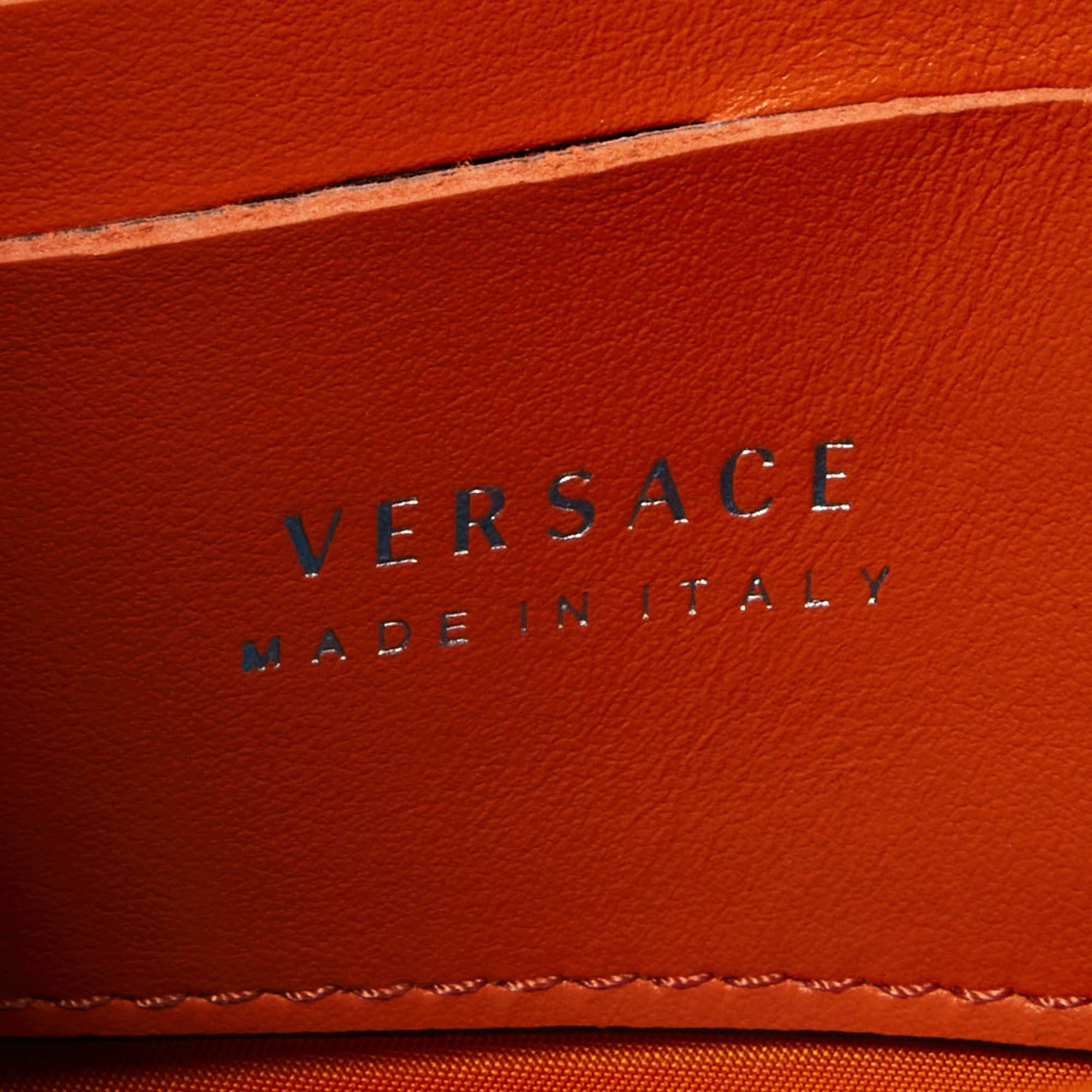 Versace Orange Nylon and Leather 'La Medusa' Messenger Bag 3