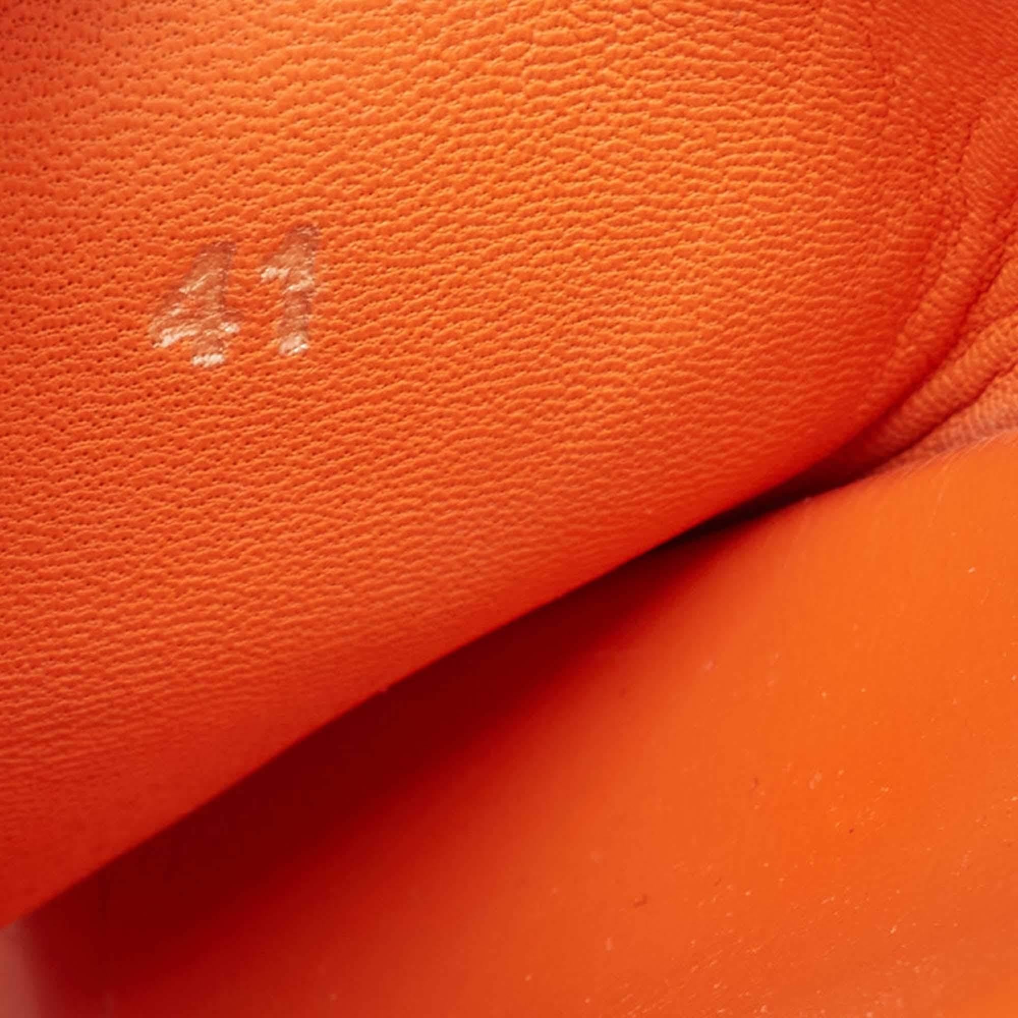 Versace Orange Patent Leather Medusa Flat Slides Size 41 3
