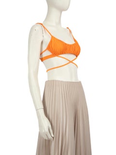 Versace Orange Ruched Bikini Top Size XXS