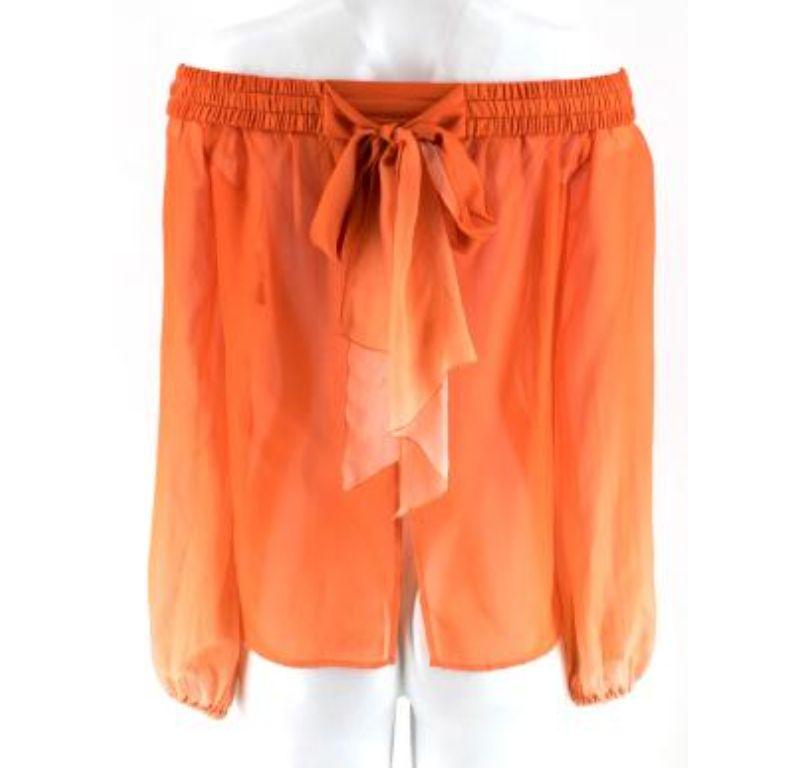 Versace Orange Silk Off-shoulder Top In Good Condition For Sale In London, GB