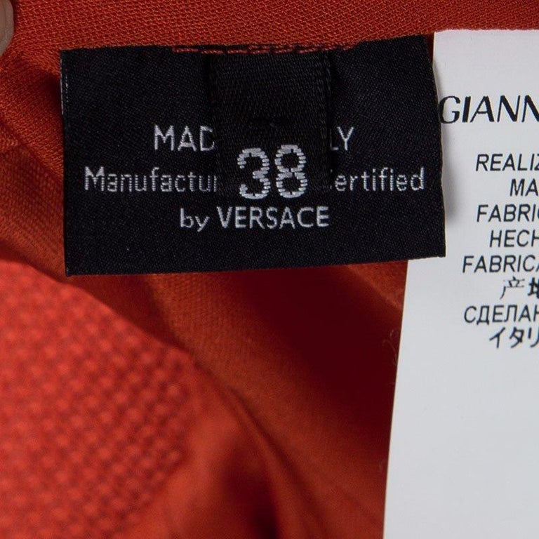 Versace Orange Sleeveless V-Neck Bodycon Dress S For Sale at 1stDibs