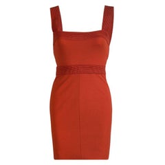 Versace Orange Sleeveless V-Neck Bodycon Dress S