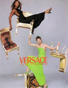 Versace Original Vanitas Gilt Dining Chair Set of 4, Gianni Versace, 1994