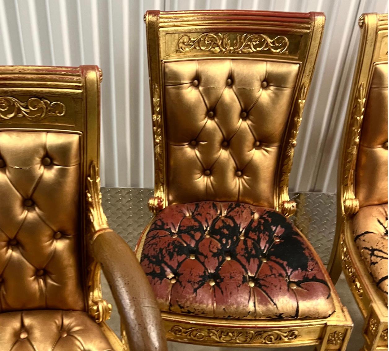 Versace Original Vanitas Gilt Dining Chair Set of 6, Gianni Versace, 1994 en vente 4