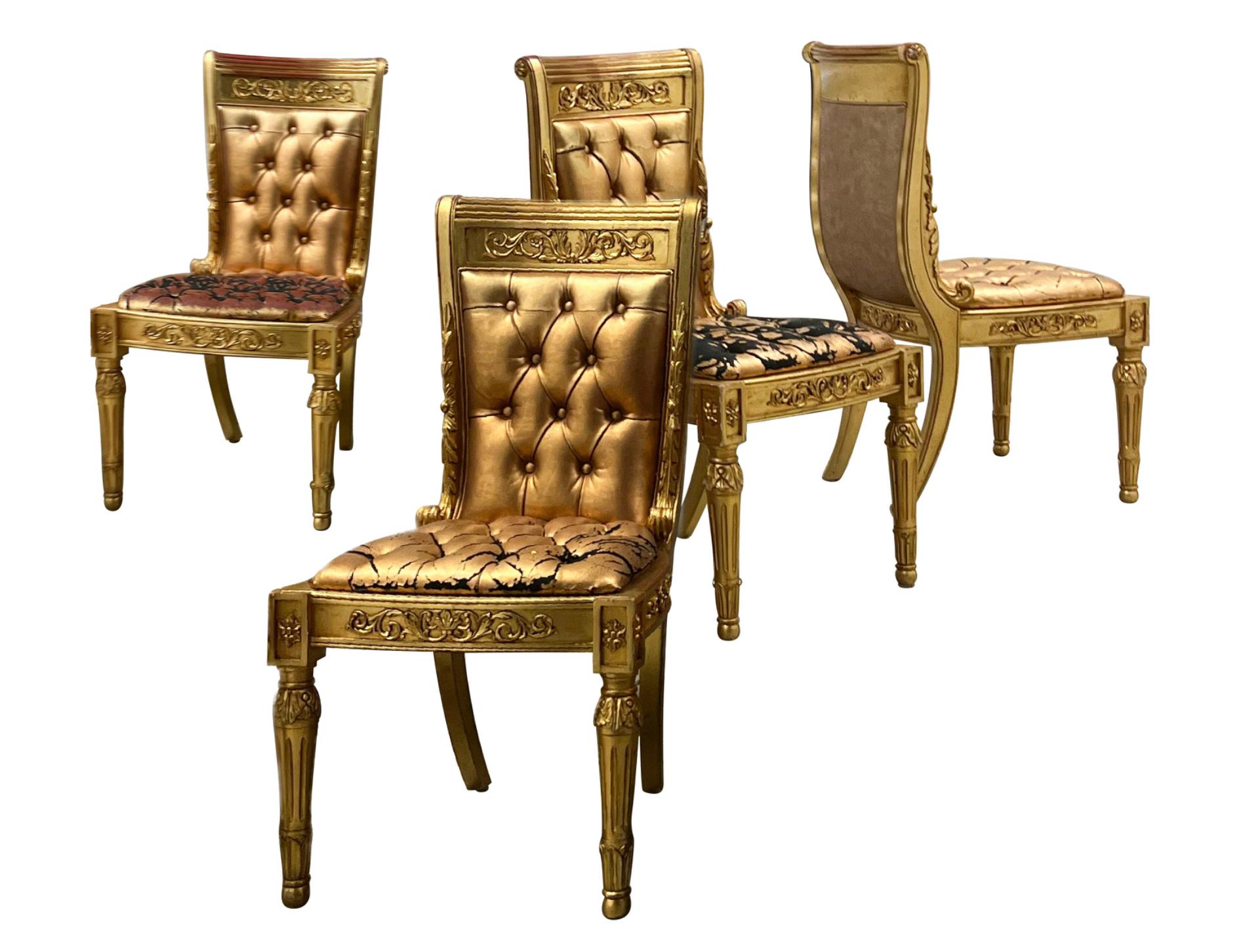 Versace Original Vanitas Gilt Dining Chair Set of 6, Gianni Versace, 1994 For Sale 4