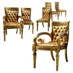 Versace Original Vanitas Gilt Dining Chair Set of 6, Gianni Versace, 1994