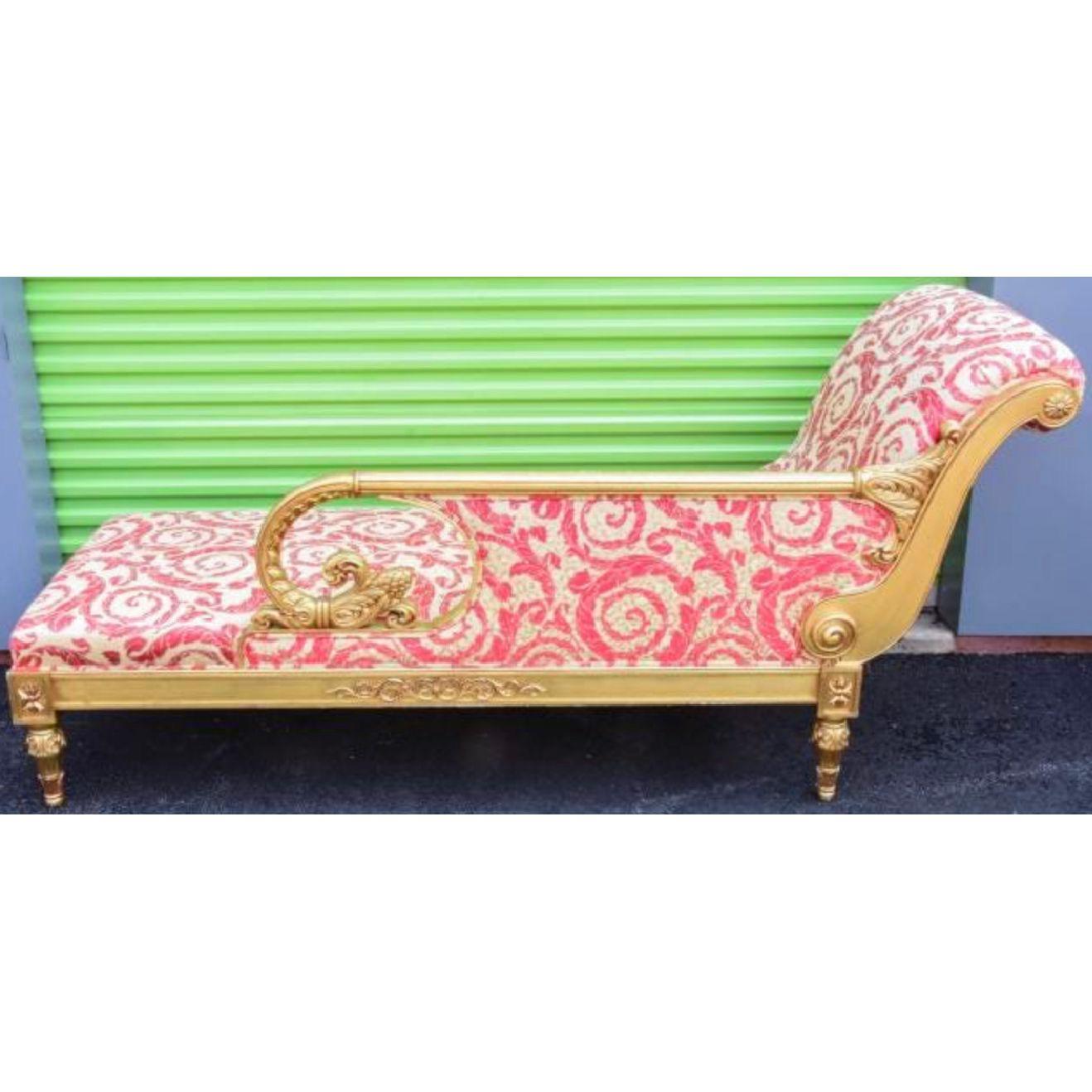 Italian Versace Original Vanitas Gilt, Hand-Carved Chaise Lounge, Gianni Versace, 1994 For Sale