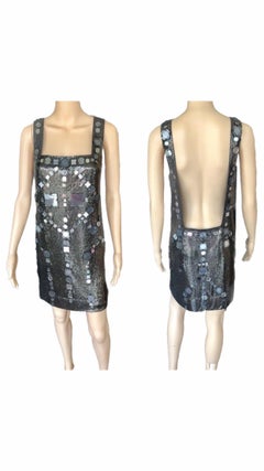 Versace Oroton F/W 2007 Runway Silver Metal Mesh Chain Mail Open Back Dress