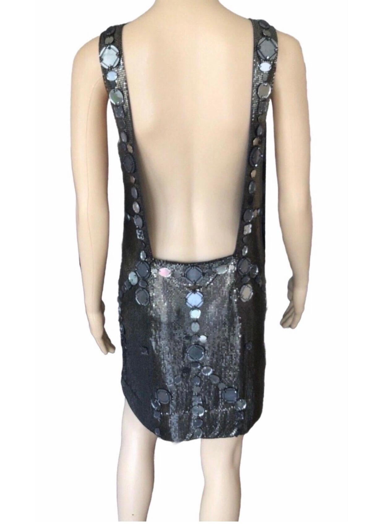 Women's Versace Oroton F/W 2007 Runway Silver Metal Mesh Chain Mail Open Back Dress  For Sale