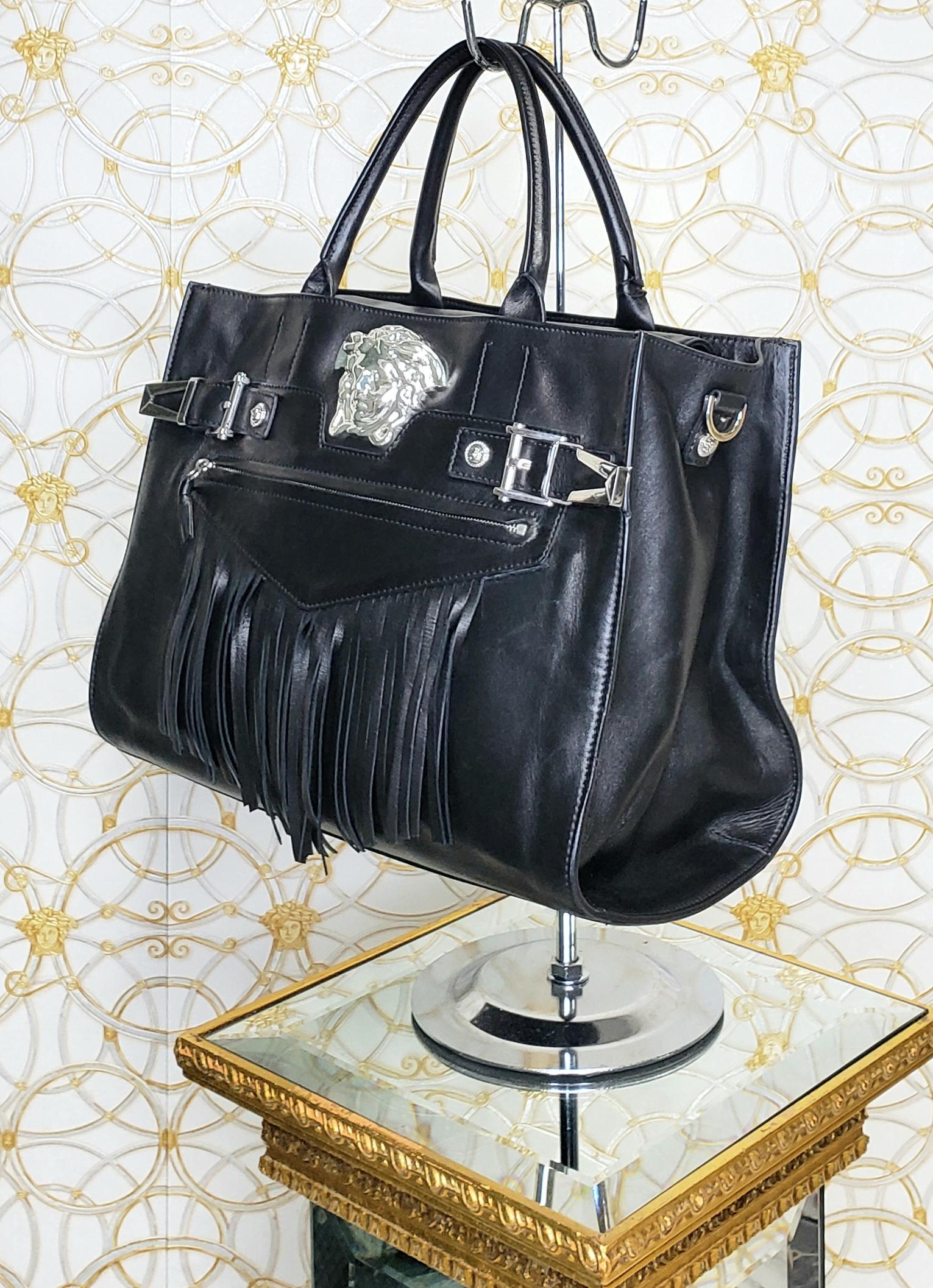 versace black and silver shopping bag