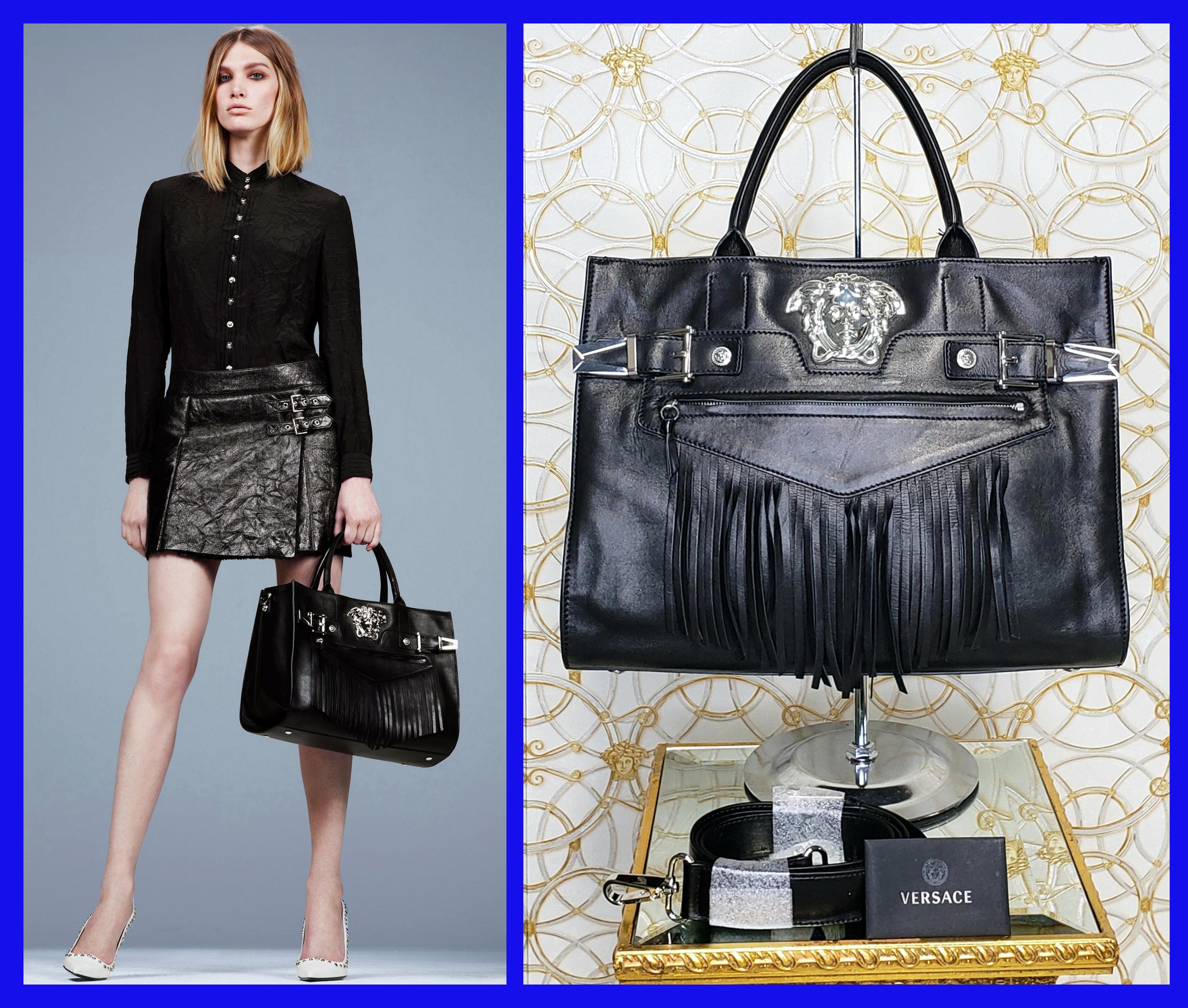 VERSACE 
Pre-fall 2015 look # 15

Versace’s Palazzo Tote Bag is the perfect addition for fashionistas on the go. 

It’s just the right size for everyday use for ladies who like large purses or for any activity you’re heading out to. 

It’s available