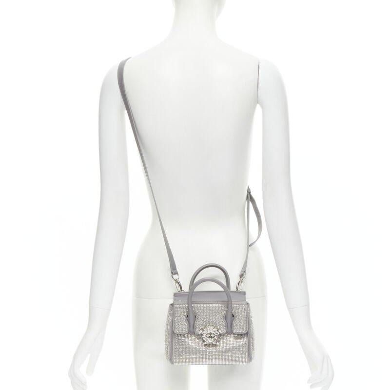 VERSACE Palazzo Empire Mini Limited Edition grey crystal crossbody bag For Sale 7