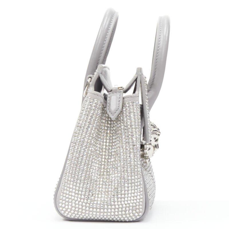 Gray VERSACE Palazzo Empire Mini Limited Edition grey crystal crossbody bag For Sale