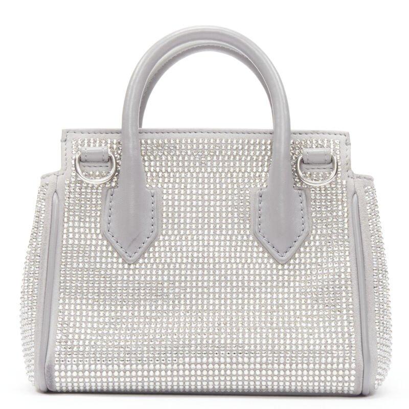 VERSACE Palazzo Empire Mini Limited Edition grey crystal crossbody bag In Excellent Condition For Sale In Hong Kong, NT