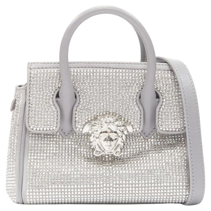 VERSACE Palazzo Empire Mini Limited Edition grey crystal crossbody bag For Sale