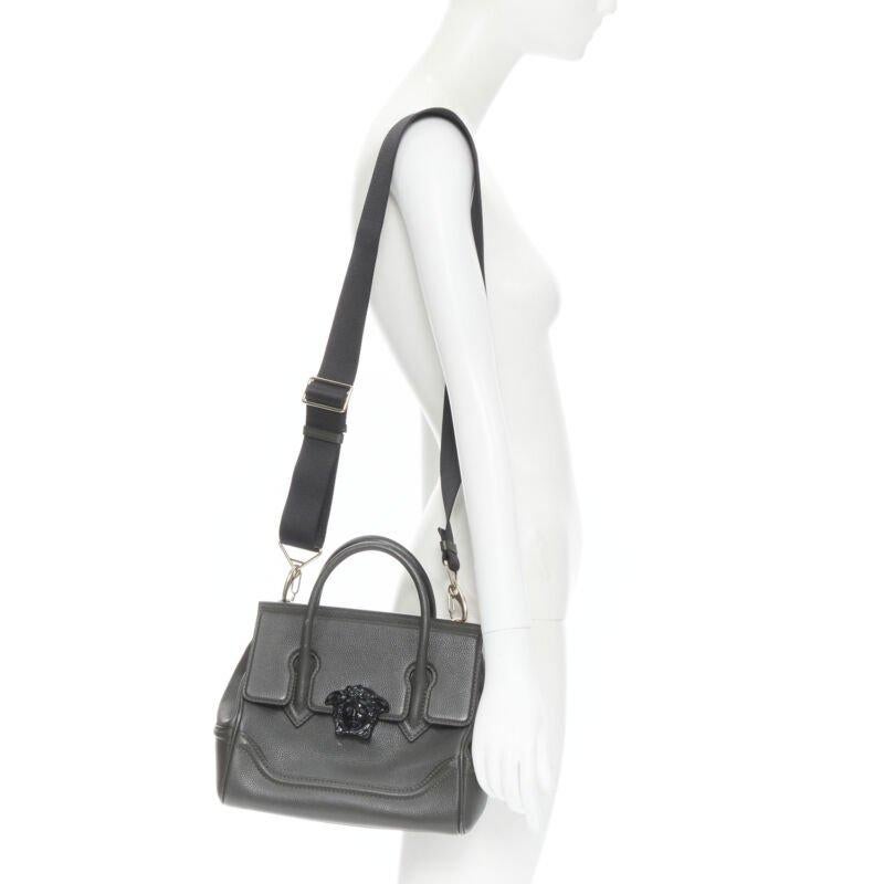 VERSACE Palazzo Empire Small charcoal green black Medusa crossbody satchel bag
Reference: TGAS/B01361
Brand: Versace
Designer: Donatella Versace
Model: Palazzo Empire Small
Material: Leather
Color: Green
Pattern: Solid
Closure: Clasp
Lining: 