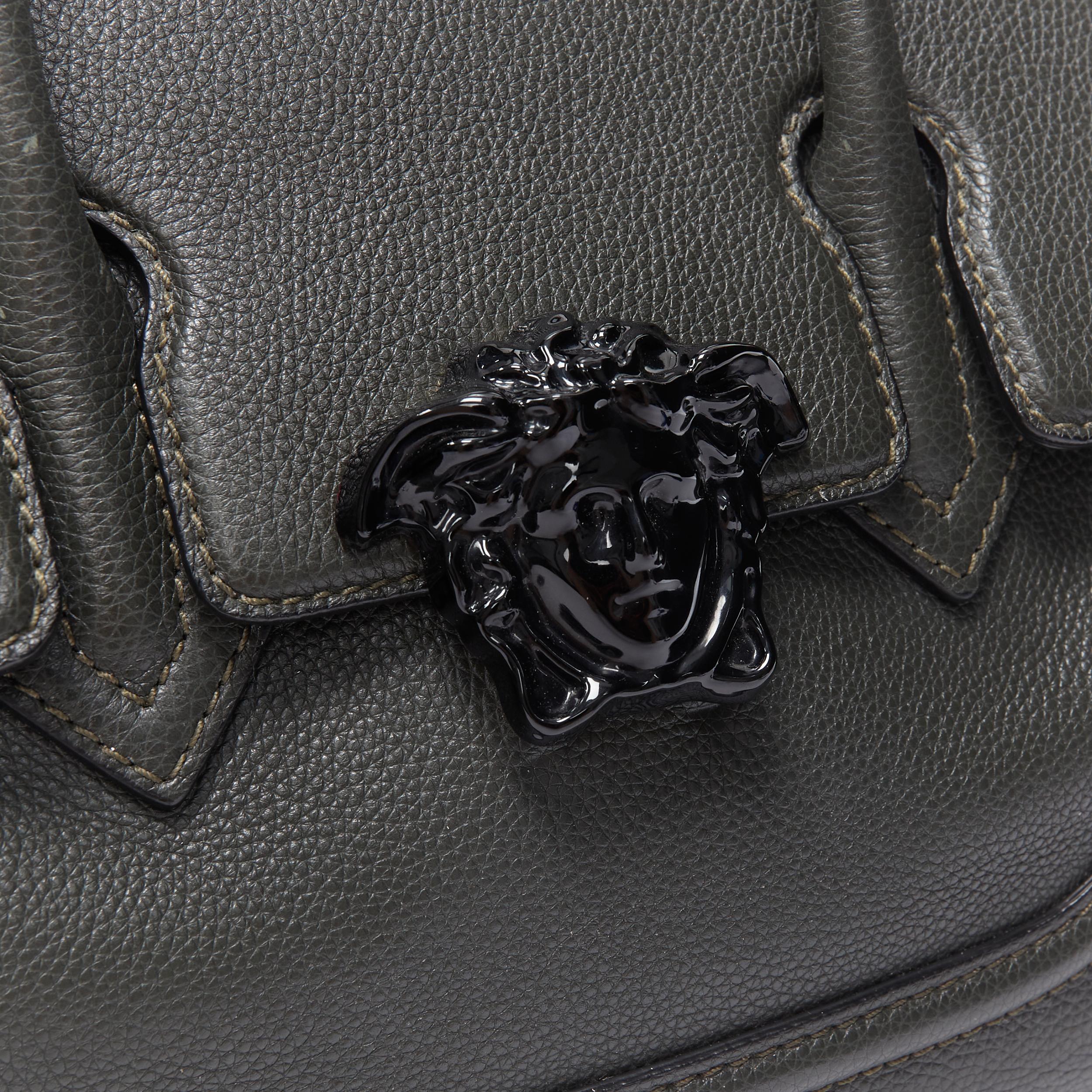 Women's VERSACE Palazzo Empire Small charcoal green black Medusa crossbody satchel bag For Sale