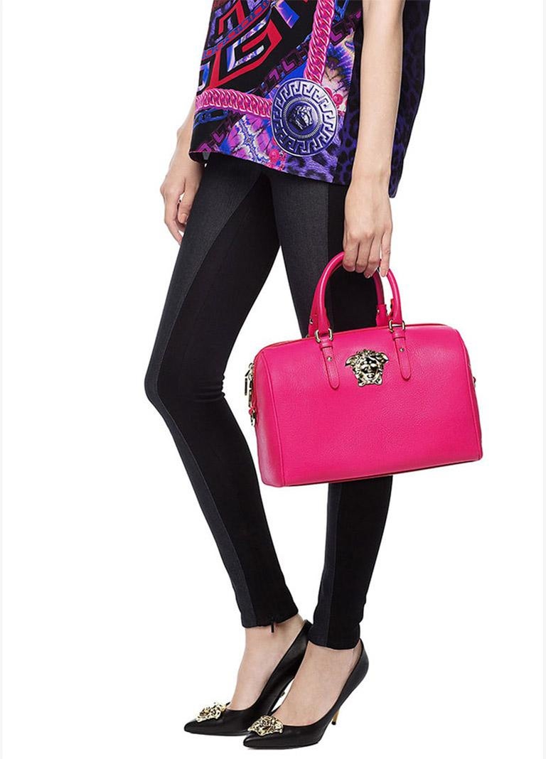 VERSACE PALAZZO LEATHER TOTE BAG in ORCHID PINK For Sale at 1stDibs
