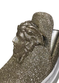Versace Palazzo Low-Top Sneakers in Gold Glitter – Size 37.5