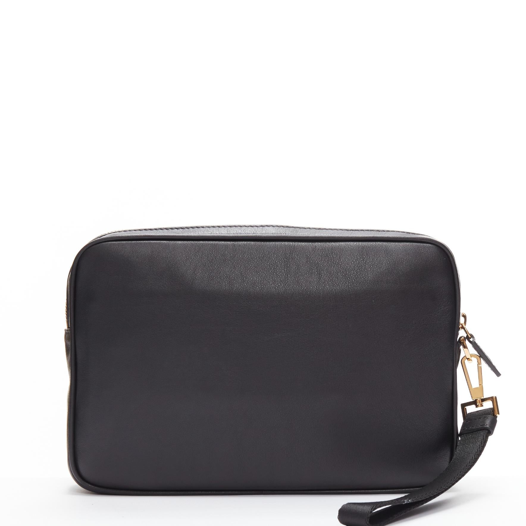Men's VERSACE Palazzo Medusa black lambskin leather gold zip wristlet clutch bag- For Sale