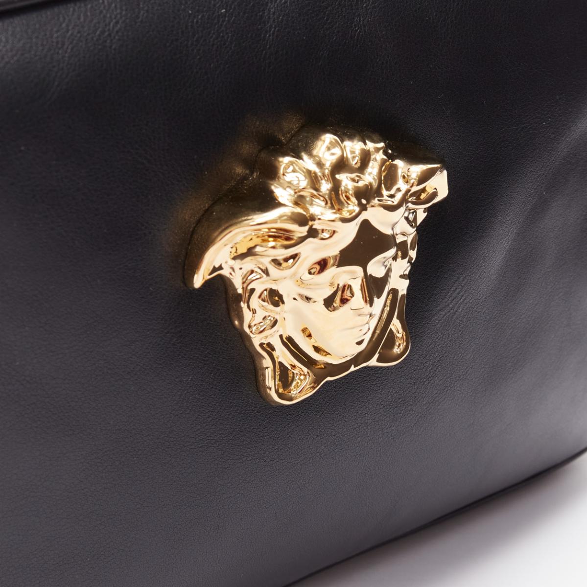 VERSACE Palazzo Medusa black lambskin leather gold zip wristlet clutch bag- For Sale 2