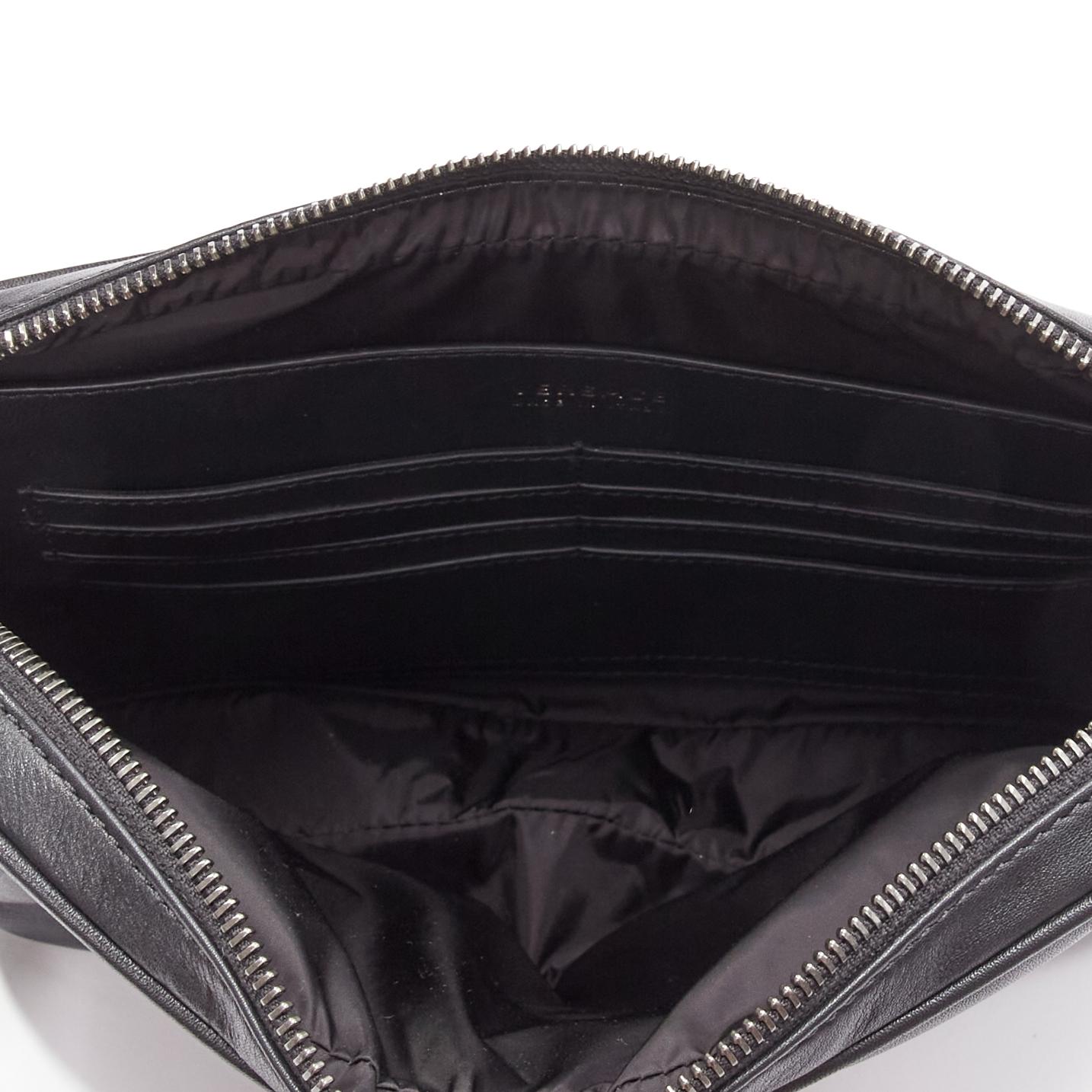 VERSACE Palazzo Medusa black lambskin leather silver zip wristlet clutch bag 6