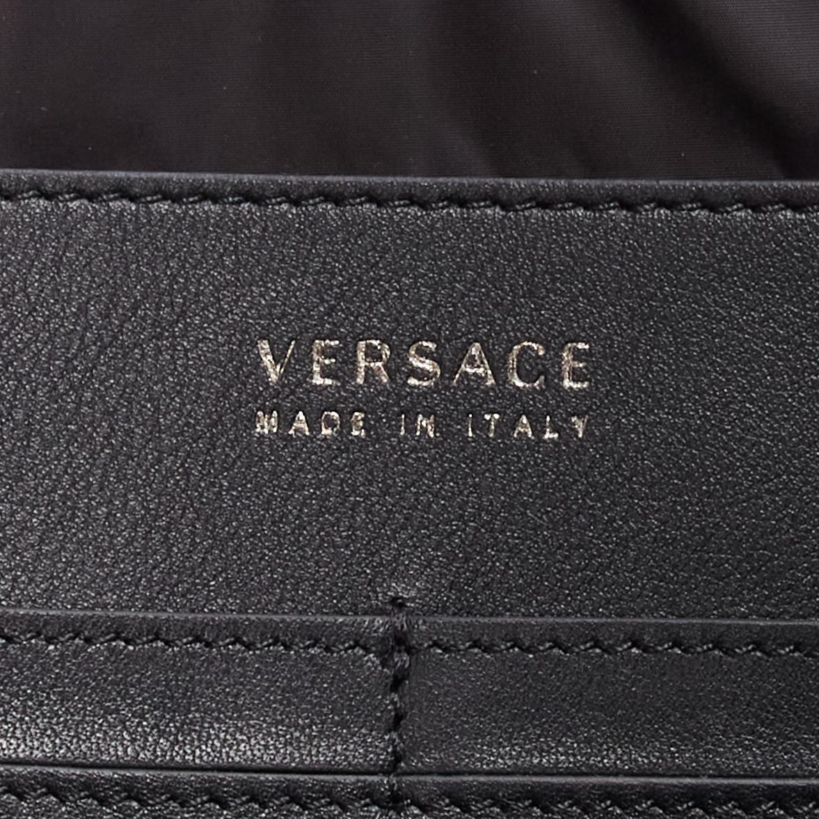 VERSACE Palazzo Medusa black lambskin leather silver zip wristlet clutch bag 7