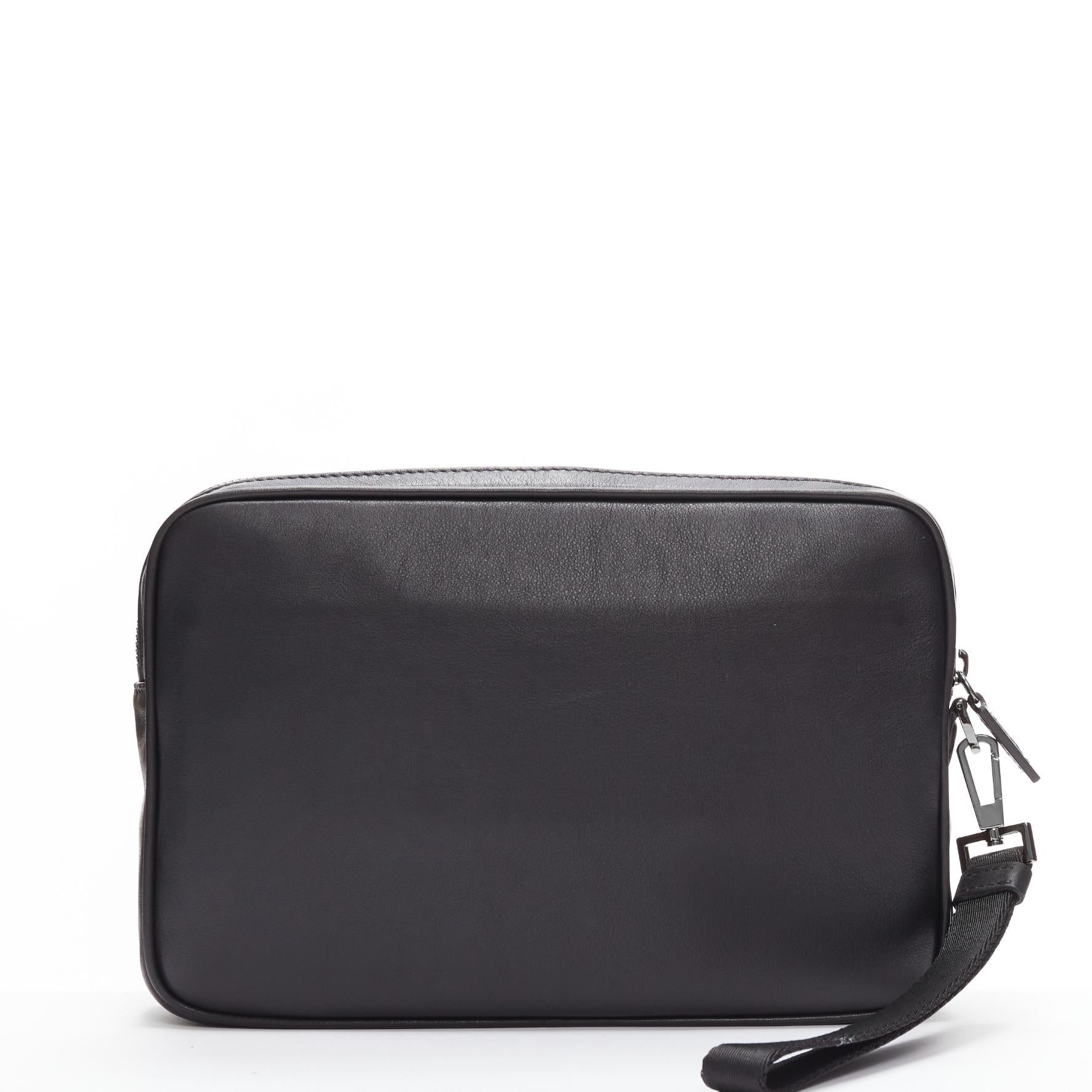 Men's VERSACE Palazzo Medusa black lambskin leather silver zip wristlet clutch bag