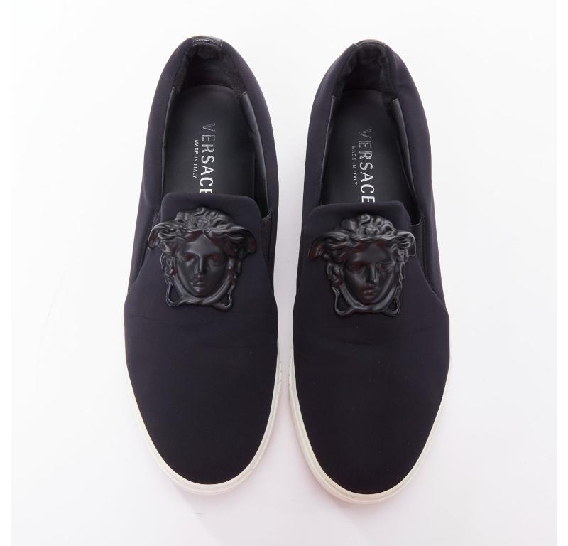 VERSACE Palazzo Medusa black metal scuba skate sneakers EU43 In Fair Condition In Hong Kong, NT