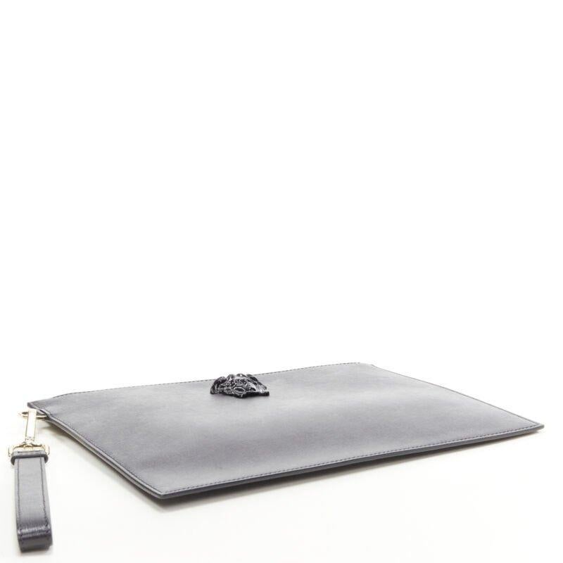 Men's VERSACE Palazzo Medusa emblem black saffiano leather zip pouch clutch