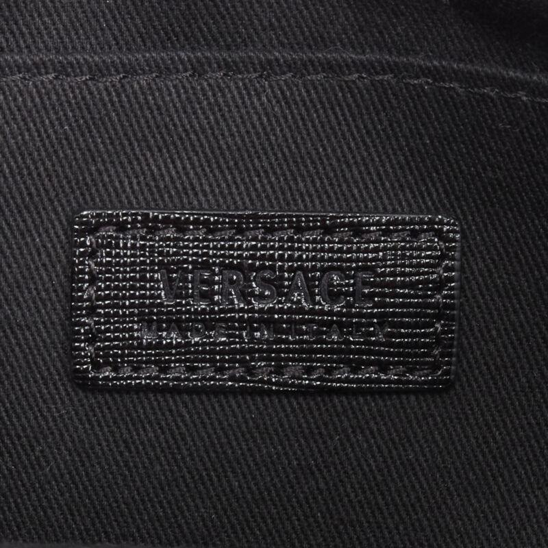 VERSACE Palazzo Medusa emblem black saffiano leather zip pouch clutch 4